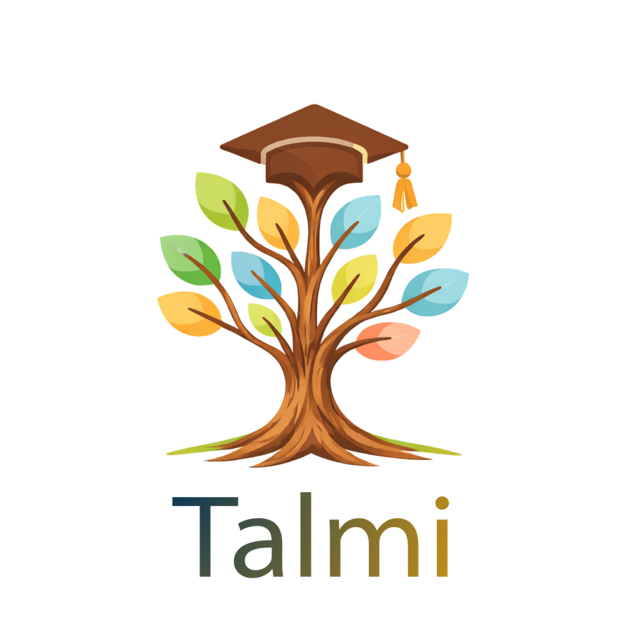 Talmi logo, a colorful tree symbolizing academic growth